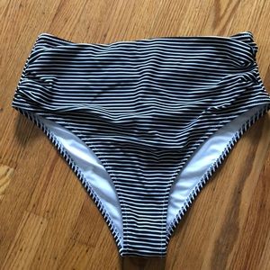 CUPSHE high waisted striped bikini bottoms